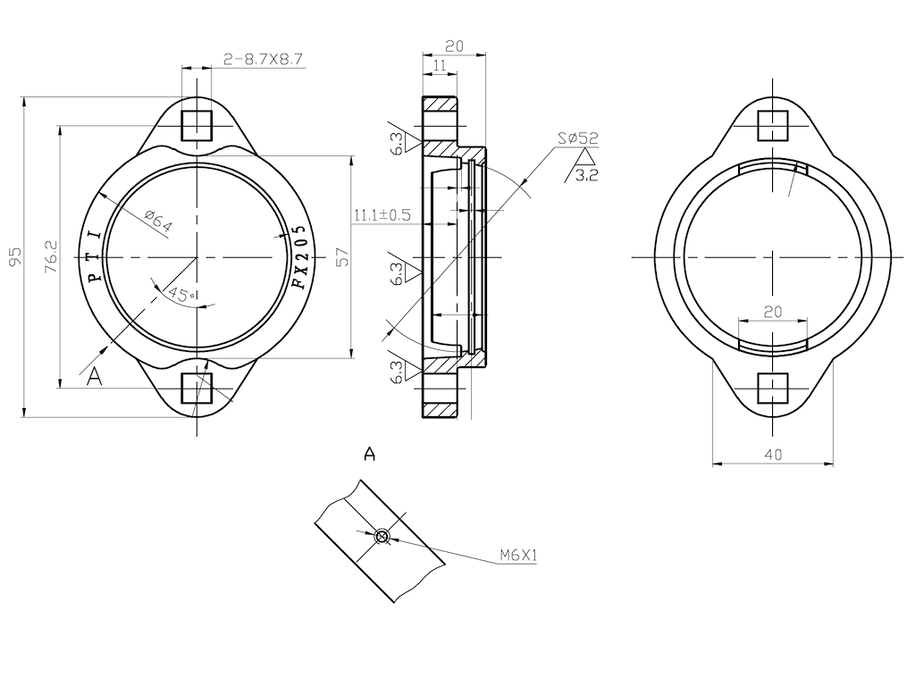 2 bolt flanged housing