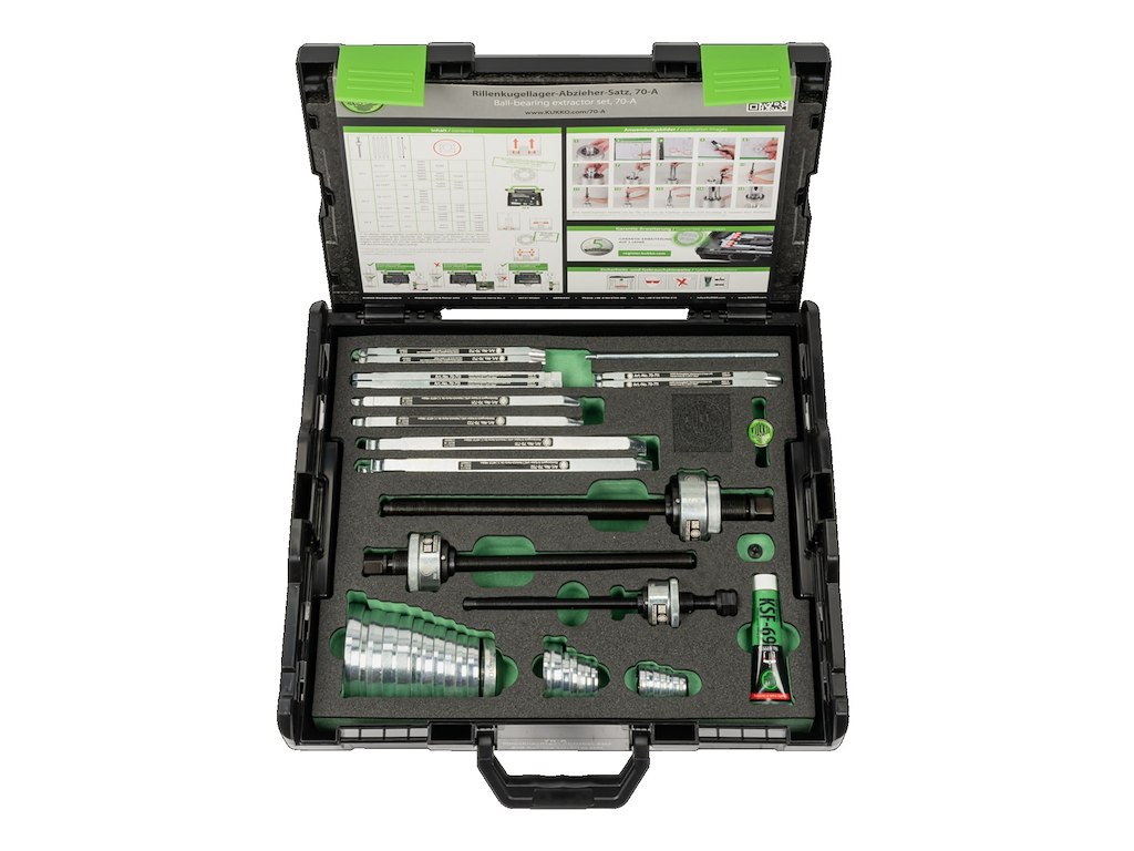 Ball bearing extraction set for deep groove ball bearings