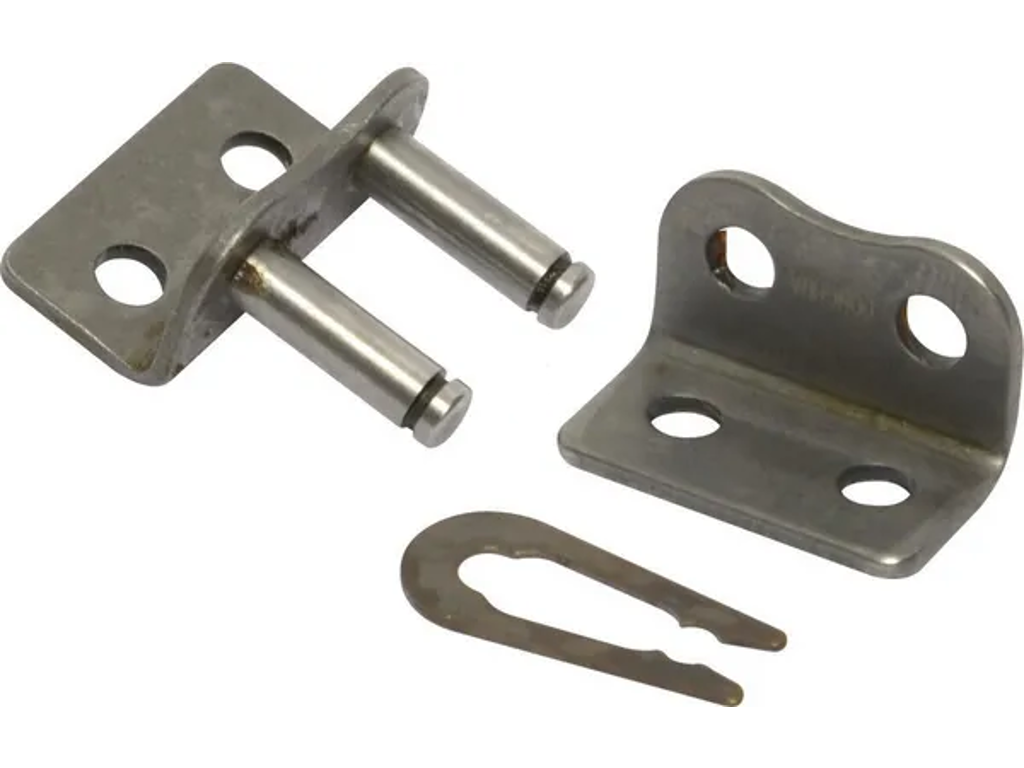 Spring connecting link w. a plate in 90 degrees