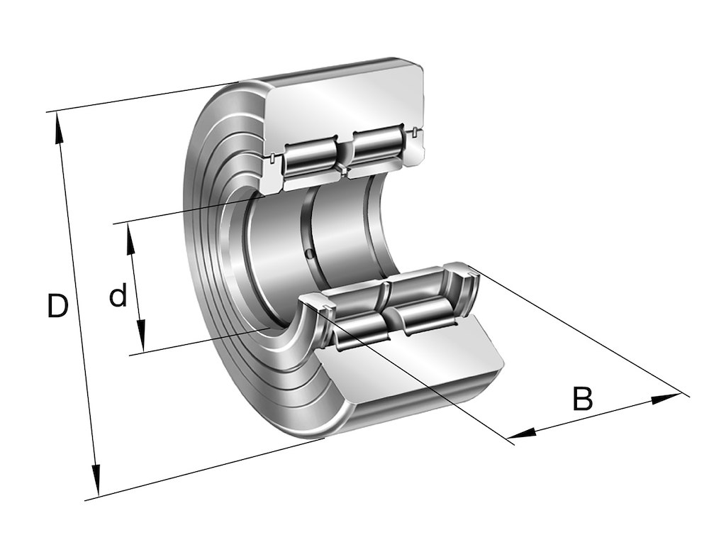 Yoke type track roller, crowned, without rubber coating