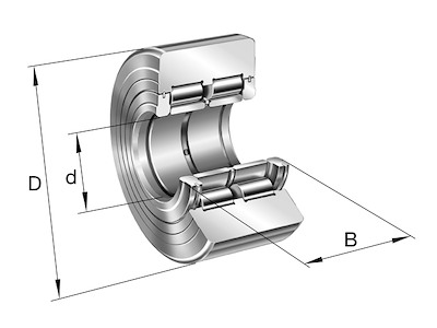 Yoke type track roller, crowned, without rubber coating